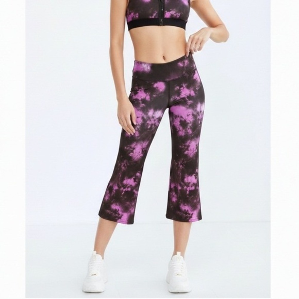 Without‎ Walls Tie Dye Flare Capri Leggings Pants Black Pink M M